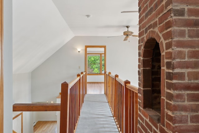 198 Range Rd, Cumberland, ME 04021 - hallway featuring an upstairs landing, wood finished floors, and lofted ceiling