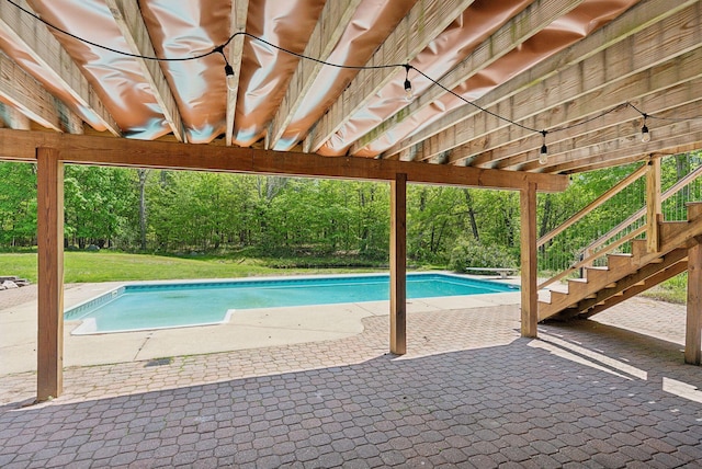 198 Range Rd, Cumberland, ME 04021 - outdoor pool with stairs, a patio, and a diving board