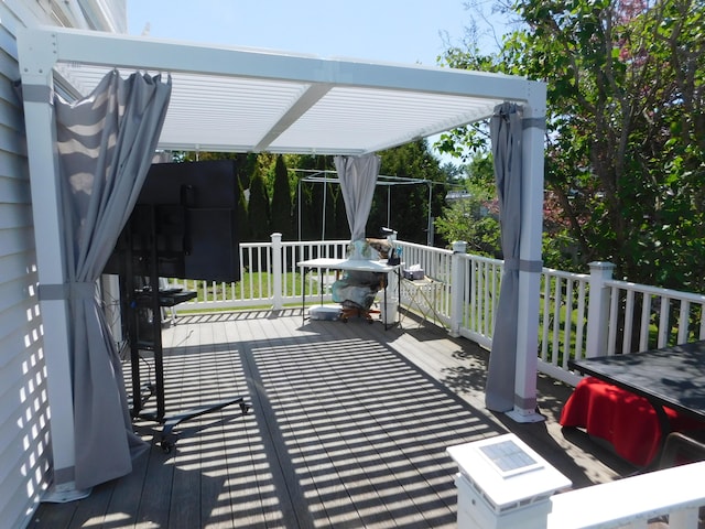 56 Allen St, Bangor, ME 04401 - wooden terrace featuring a pergola