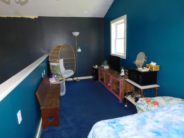 56 Allen St, Bangor, ME 04401 - bedroom featuring lofted ceiling, carpet flooring, and baseboards