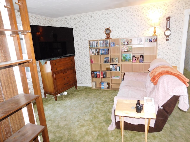 56 Allen St, Bangor, ME 04401 - living room featuring wallpapered walls and carpet floors