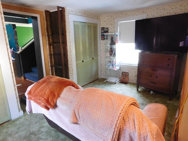 56 Allen St, Bangor, ME 04401 - bedroom featuring wallpapered walls and a closet