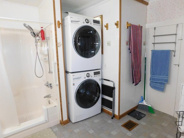 56 Allen St, Bangor, ME 04401 - washroom with estacked washer and dryer