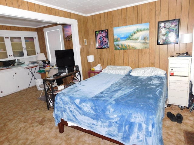 56 Allen St, Bangor, ME 04401 - bedroom featuring wooden walls and ornamental molding