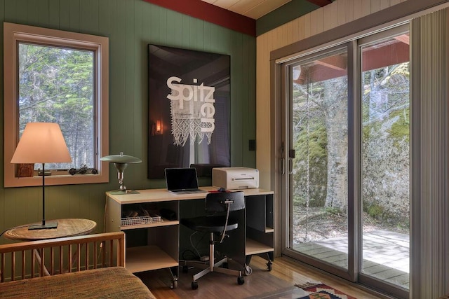 93 Eaton Point Rd, Deer Isle, ME 04627 - office with wood finished floors and wooden walls