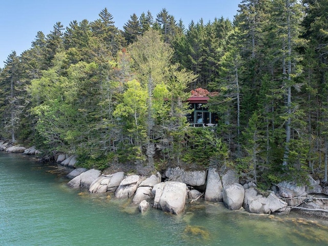 93 Eaton Point Rd, Deer Isle, ME 04627 - aerial view of property and surrounding area with a heavily wooded area
