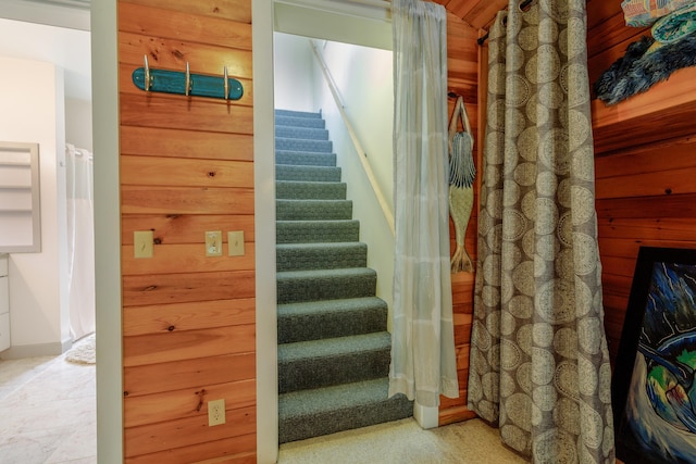 38 Johnson Cove Rd, Otis, ME 04605 - staircase with wood walls