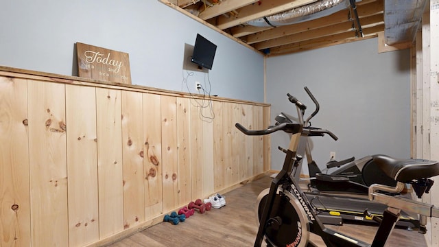 580 Spring St, Brownfield, ME 04010 - workout room featuring wood finished floors