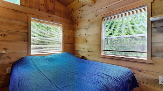 580 Spring St, Brownfield, ME 04010 - bedroom featuring wooden walls