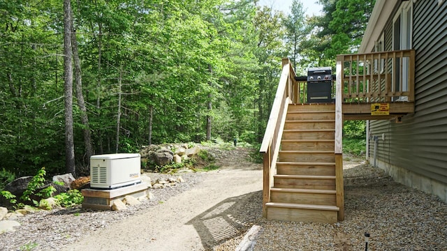 580 Spring St, Brownfield, ME 04010 - view of yard featuring stairway and a wooden deck