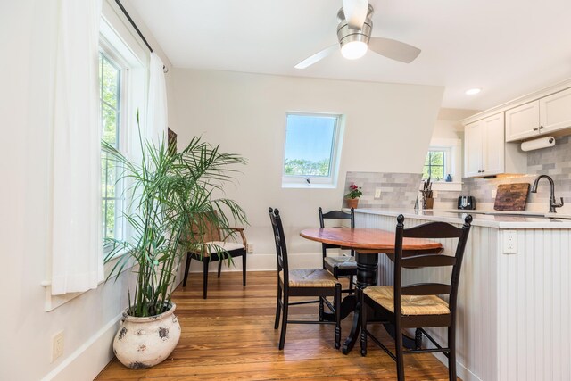 21 Fernald Ave Unit B, York, ME 03909 - dining space featuring wood finished floors, baseboards, and a ceiling fan