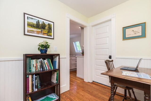 21 Fernald Ave Unit B, York, ME 03909 - office area featuring a wainscoted wall and light wood finished floors
