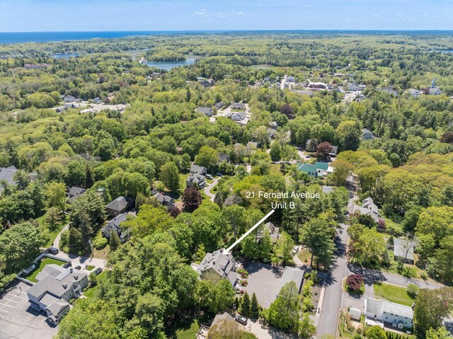21 Fernald Ave Unit B, York, ME 03909 - aerial perspective of suburban area with a heavily wooded area and a large body of water