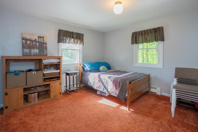38 Greenridge Way, Jay, ME 04239 - bedroom with multiple windows, baseboard heating, and carpet