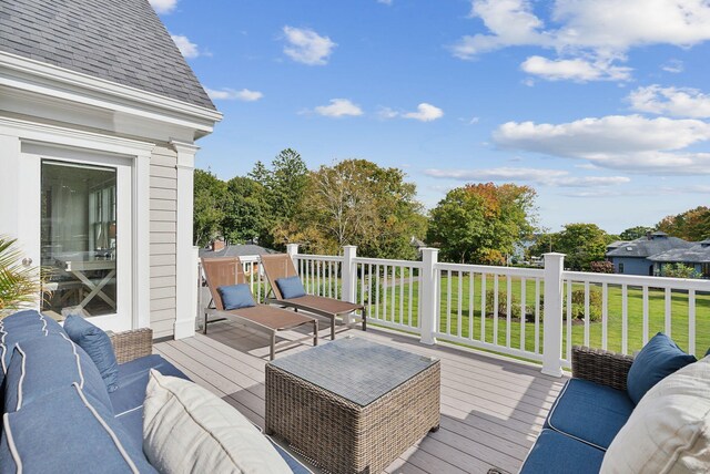239A Foreside Rd ., Unit Falmouth, ME 04105 - wooden terrace with a lawn and an outdoor hangout area