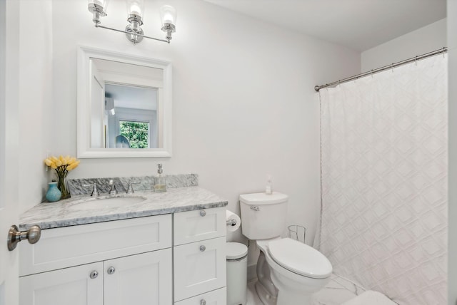 239A Foreside Rd ., Unit Falmouth, ME 04105 - bathroom featuring vanity, toilet, and a shower with curtain