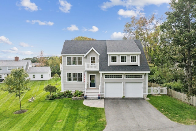 239A Foreside Rd ., Unit Falmouth, ME 04105 - shingle-style home featuring asphalt driveway, roof with shingles, and a balcony