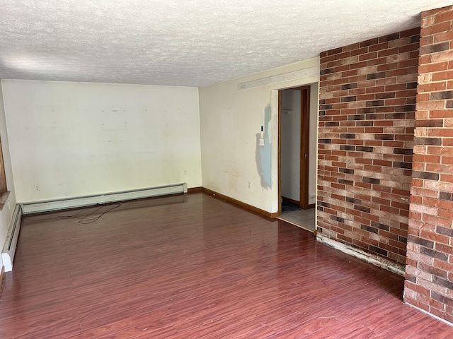 3 Harding Way, Kennebunk, ME 04043 - unfurnished room with dark wood finished floors, a textured ceiling, a baseboard radiator, and baseboards