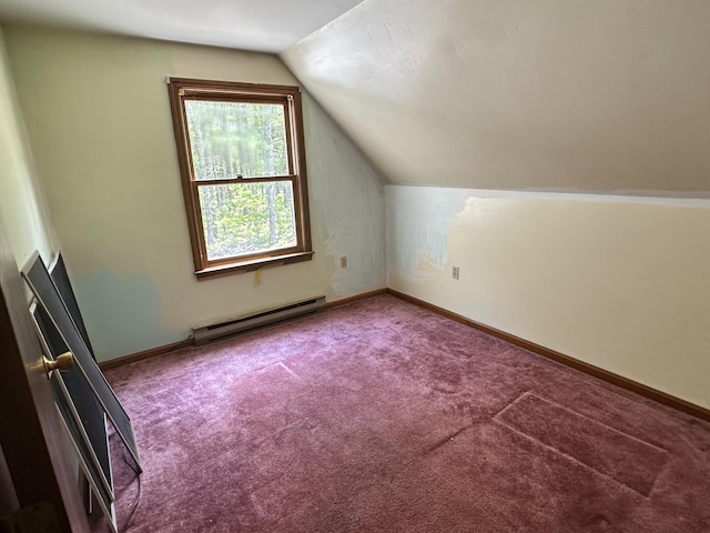3 Harding Way, Kennebunk, ME 04043 - additional living space with baseboard heating, vaulted ceiling, carpet, and baseboards