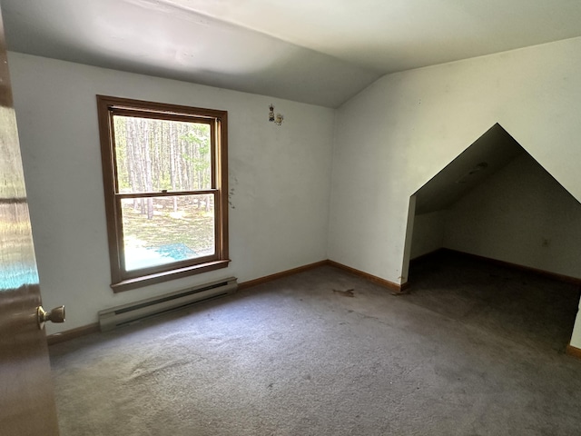 3 Harding Way, Kennebunk, ME 04043 - additional living space with baseboard heating, carpet flooring, lofted ceiling, and baseboards