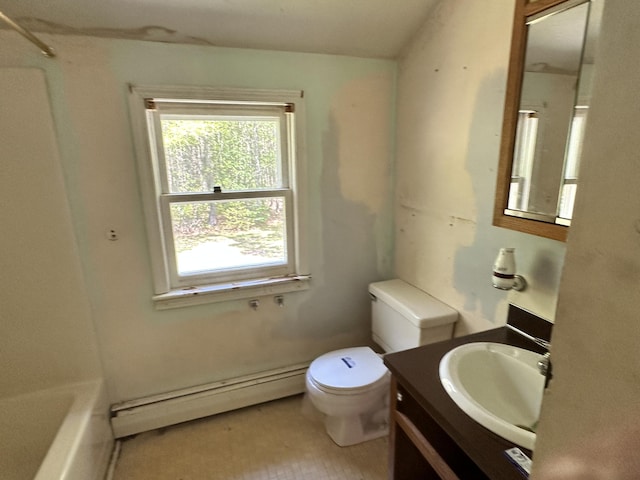 3 Harding Way, Kennebunk, ME 04043 - full bath with baseboard heating, vanity, toilet, and tile patterned flooring
