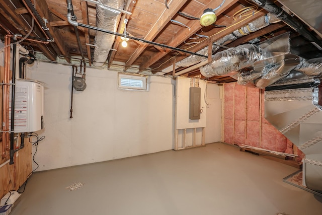 1 Knowlton Rd, Nashua, NH 03063 - below grade area with tankless water heater, electric panel, and gas meter