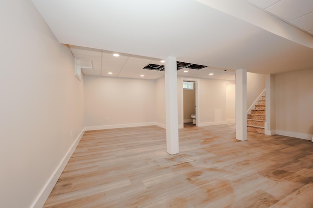 1 Knowlton Rd, Nashua, NH 03063 - finished basement featuring stairs, light wood finished floors, recessed lighting, and baseboards