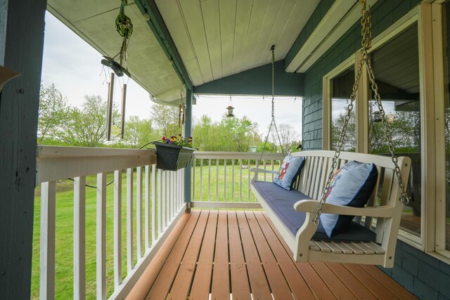 50 Water St, Howland, ME 04448 - wooden deck with a lawn