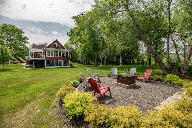 177 Meadow Ln, Smithfield, ME 04978 - view of grassy yard with an outdoor fire pit