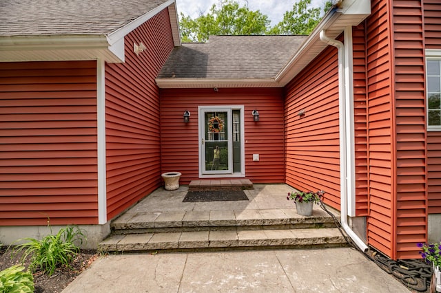 177 Meadow Ln, Smithfield, ME 04978 - doorway to property with roof with shingles