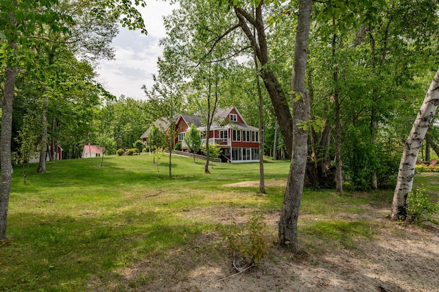 177 Meadow Ln, Smithfield, ME 04978 - view of grassy yard with a wooden deck