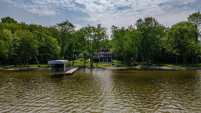177 Meadow Ln, Smithfield, ME 04978 - water view with boat lift and a boat dock