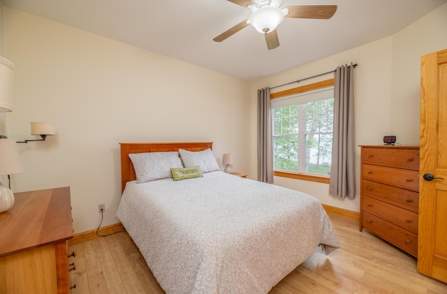 177 Meadow Ln, Smithfield, ME 04978 - bedroom featuring light wood-style flooring, baseboards, and ceiling fan
