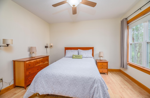 177 Meadow Ln, Smithfield, ME 04978 - bedroom featuring light wood-style floors, baseboards, and ceiling fan