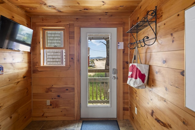 23 N Ave Unit 23, Saco, ME 04072 - doorway with wood walls and wooden ceiling