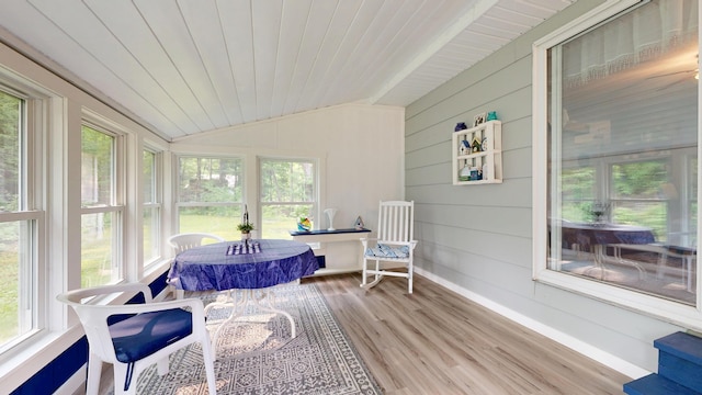 76 Parkview Ave, Livermore Falls, ME 04254 - sunroom featuring vaulted ceiling, wood finished floors, and wood ceiling