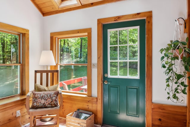 3 Wilson Ln, Saco, ME 04072 - doorway to outside with plenty of natural light and wood ceiling