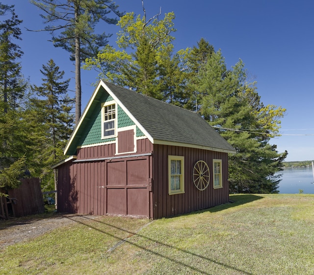 33 Houghton Pond Rd, West Bath, ME 04530 - view of barn with a yard and a water view