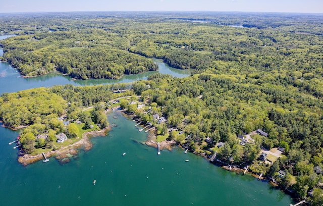 33 Houghton Pond Rd, West Bath, ME 04530 - aerial overview of property's location with a forest and a large body of water