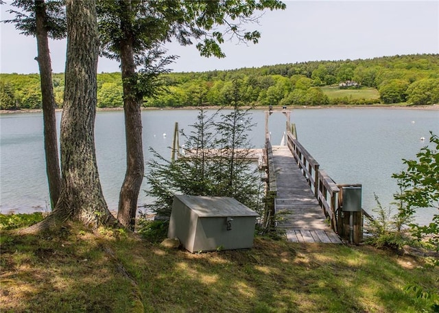 81 Bryers Cir, Boothbay, ME 04537 - dock area featuring a water view and a forest view