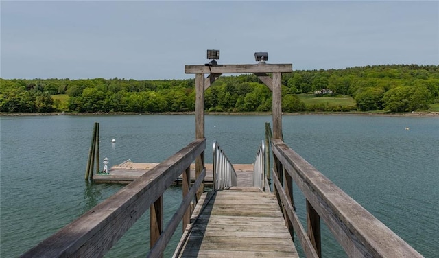 81 Bryers Cir, Boothbay, ME 04537 - dock featuring a water view and a forest view