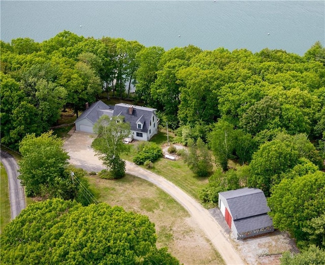 81 Bryers Cir, Boothbay, ME 04537 - aerial view of property and surrounding area with a large body of water and a heavily wooded area