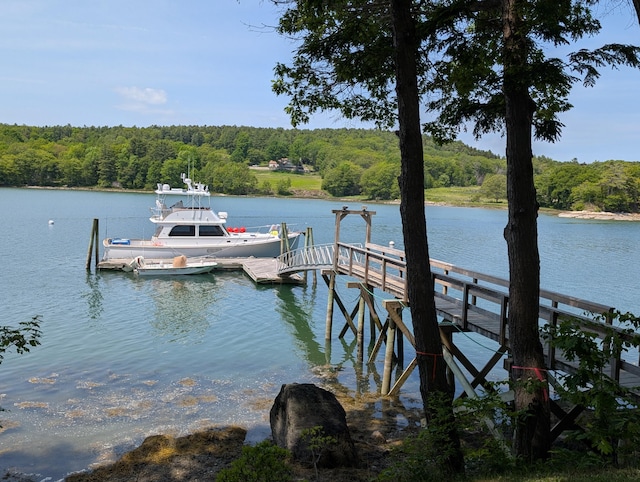 81 Bryers Cir, Boothbay, ME 04537 - dock area featuring a view of trees and a water view