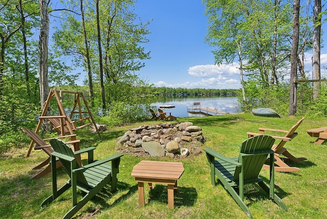 80 Hart St, Newport, ME 04953 - view of green lawn featuring a water view and a dock
