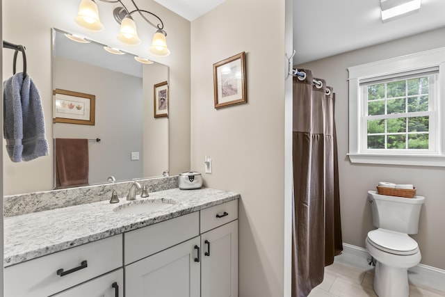 8 Macintosh Ln, Lewiston, ME 04240 - full bath featuring vanity, toilet, baseboards, and a shower with shower curtain