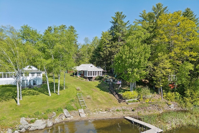 193 Park Ln, Windsor, ME 04363 - dock area with a yard and a water view