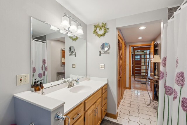 193 Park Ln, Windsor, ME 04363 - full bath featuring vanity, recessed lighting, and tile patterned flooring
