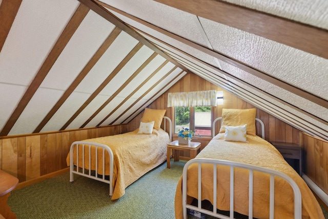 193 Park Ln, Windsor, ME 04363 - bedroom with wooden walls and carpet flooring