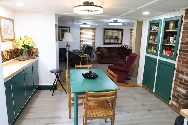 856 Weeks Mills Rd, New Sharon, ME 04955 - dining room with light wood finished floors and recessed lighting
