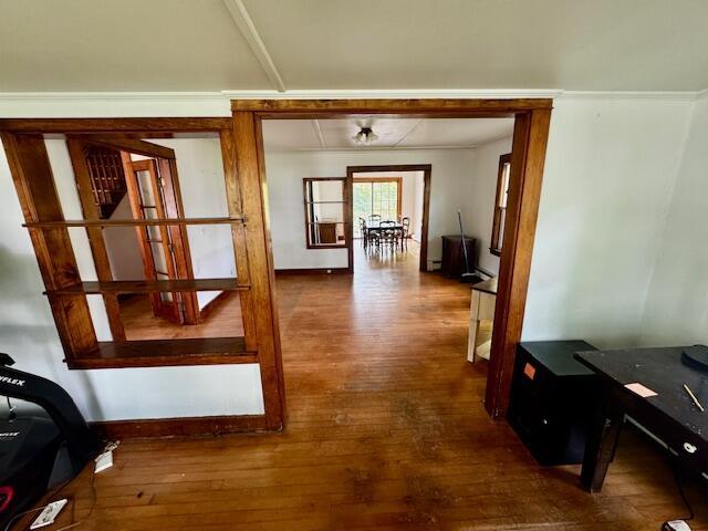 19 Prospect St, Skowhegan, ME 04976 - hall with wood finished floors and baseboards